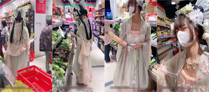 推X網黃大神原創-清純漢服小姐姐超市購物,帶回家掰開狂艹,人前純情,人後臊浪